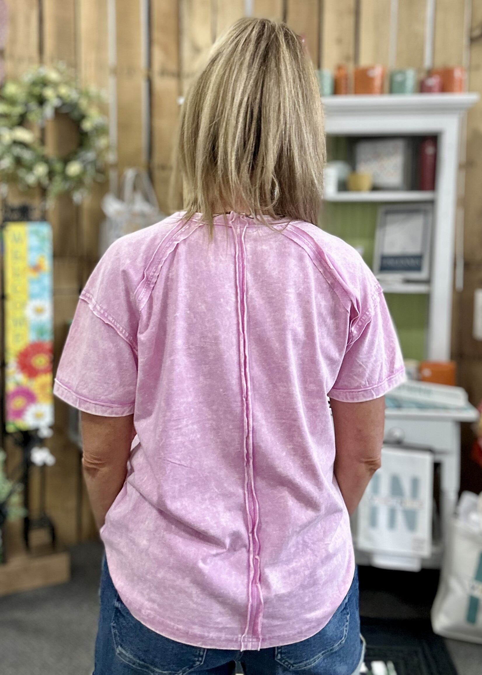 Zenana Long Weekend Top in Pale Pink