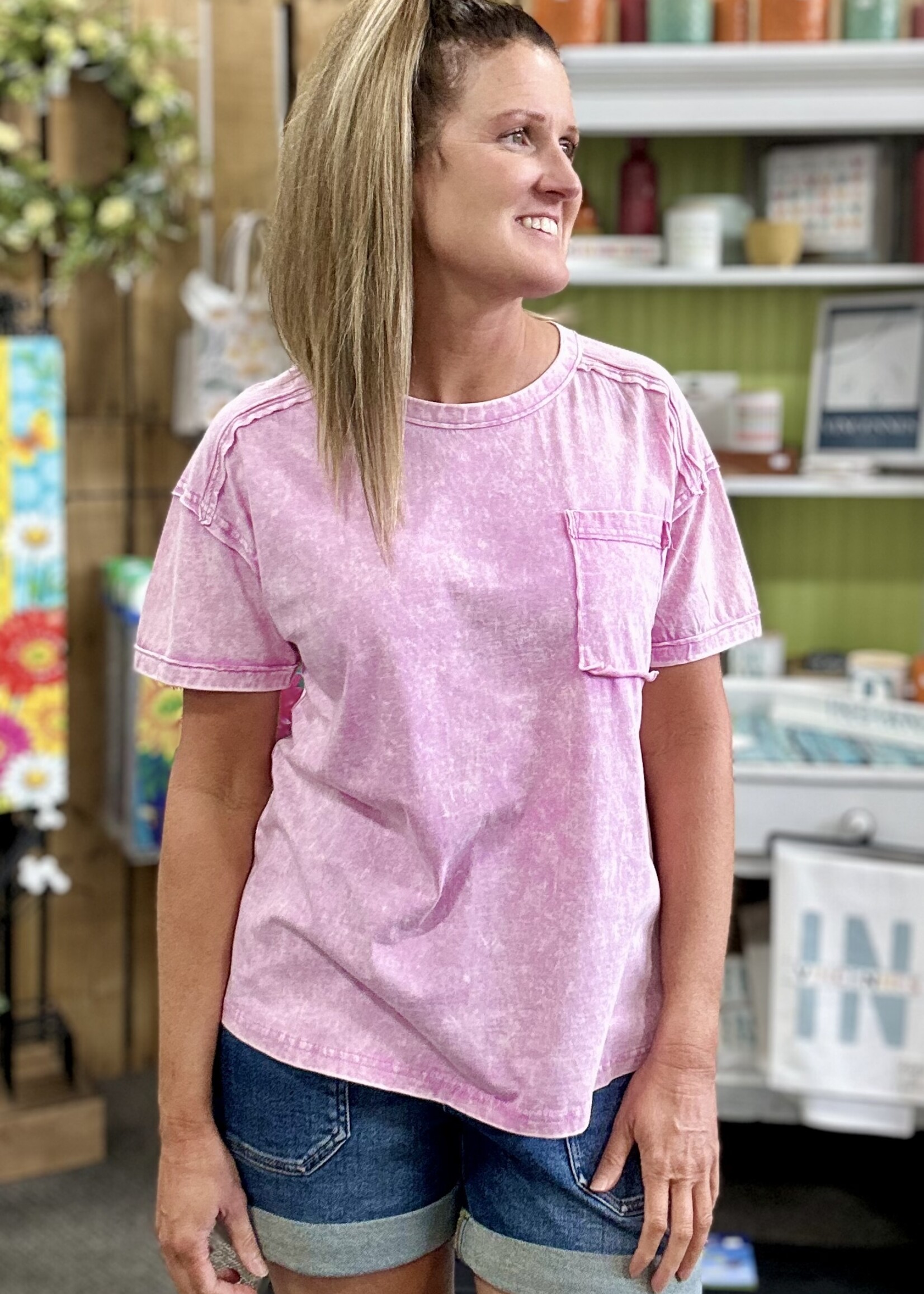 Zenana Long Weekend Top in Pale Pink