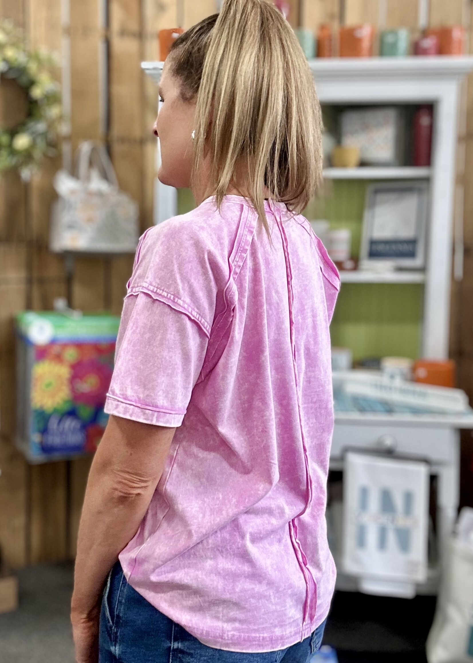 Zenana Long Weekend Top in Pale Pink