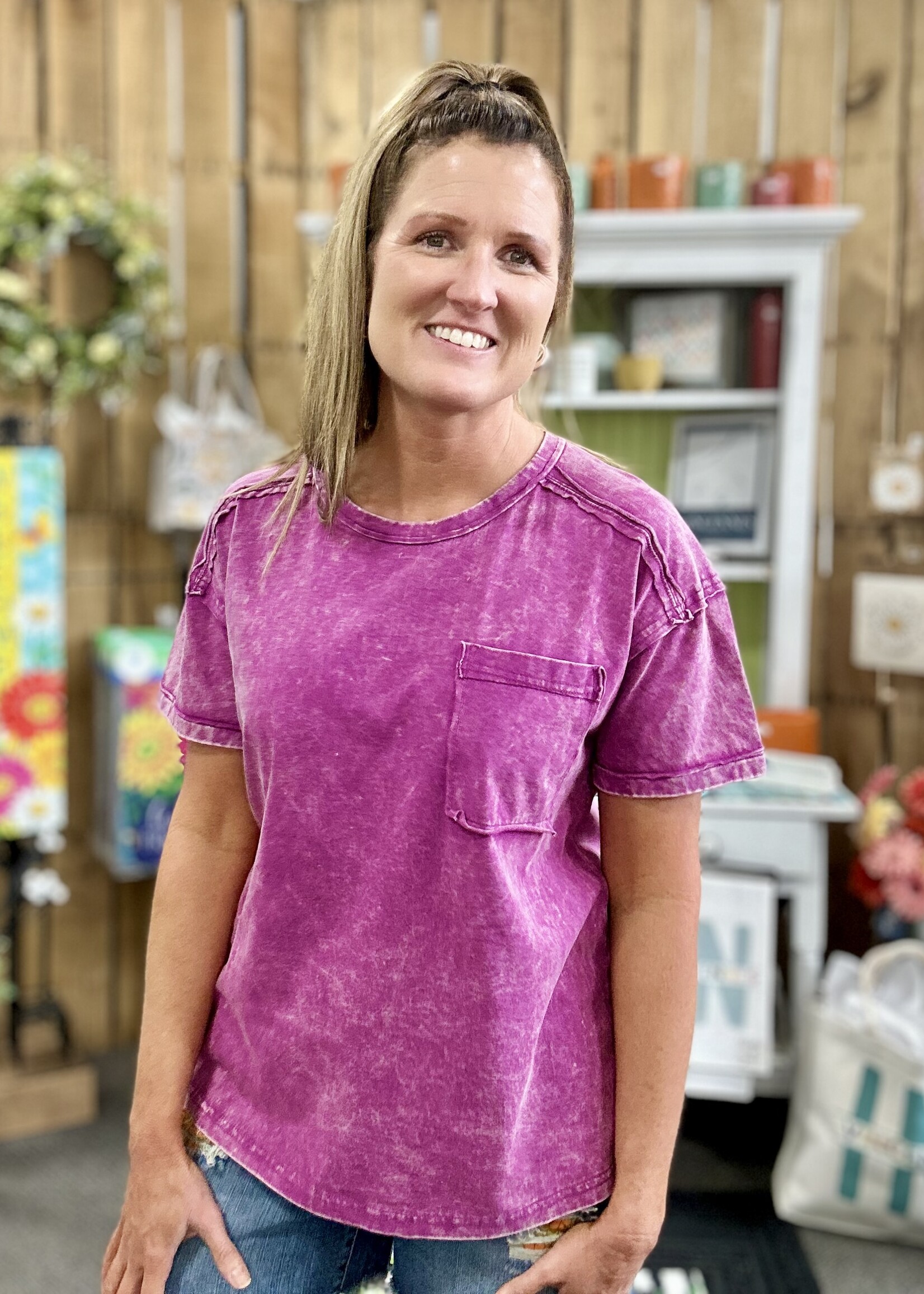 Zenana Long Weekend Top in Plum