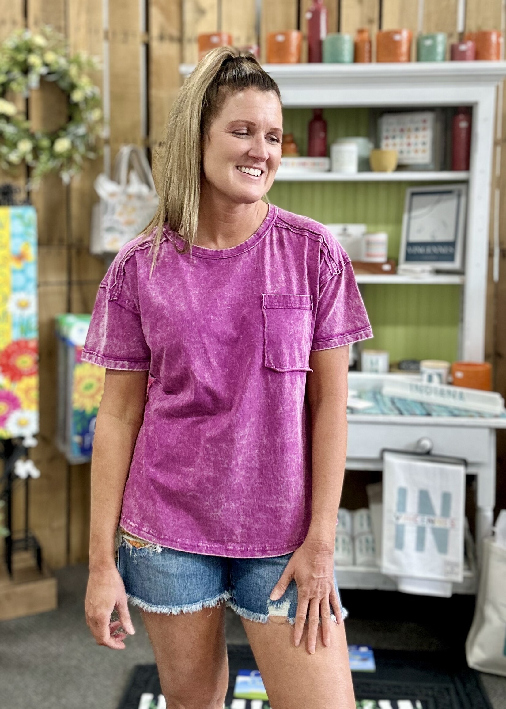 Zenana Long Weekend Top in Plum