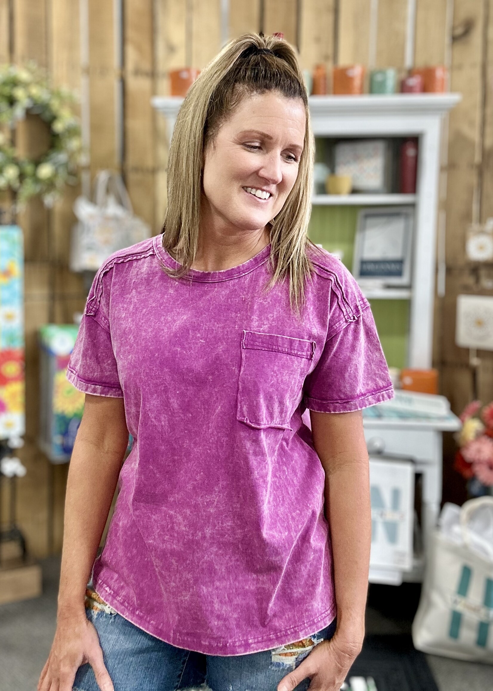 Zenana Long Weekend Top in Plum