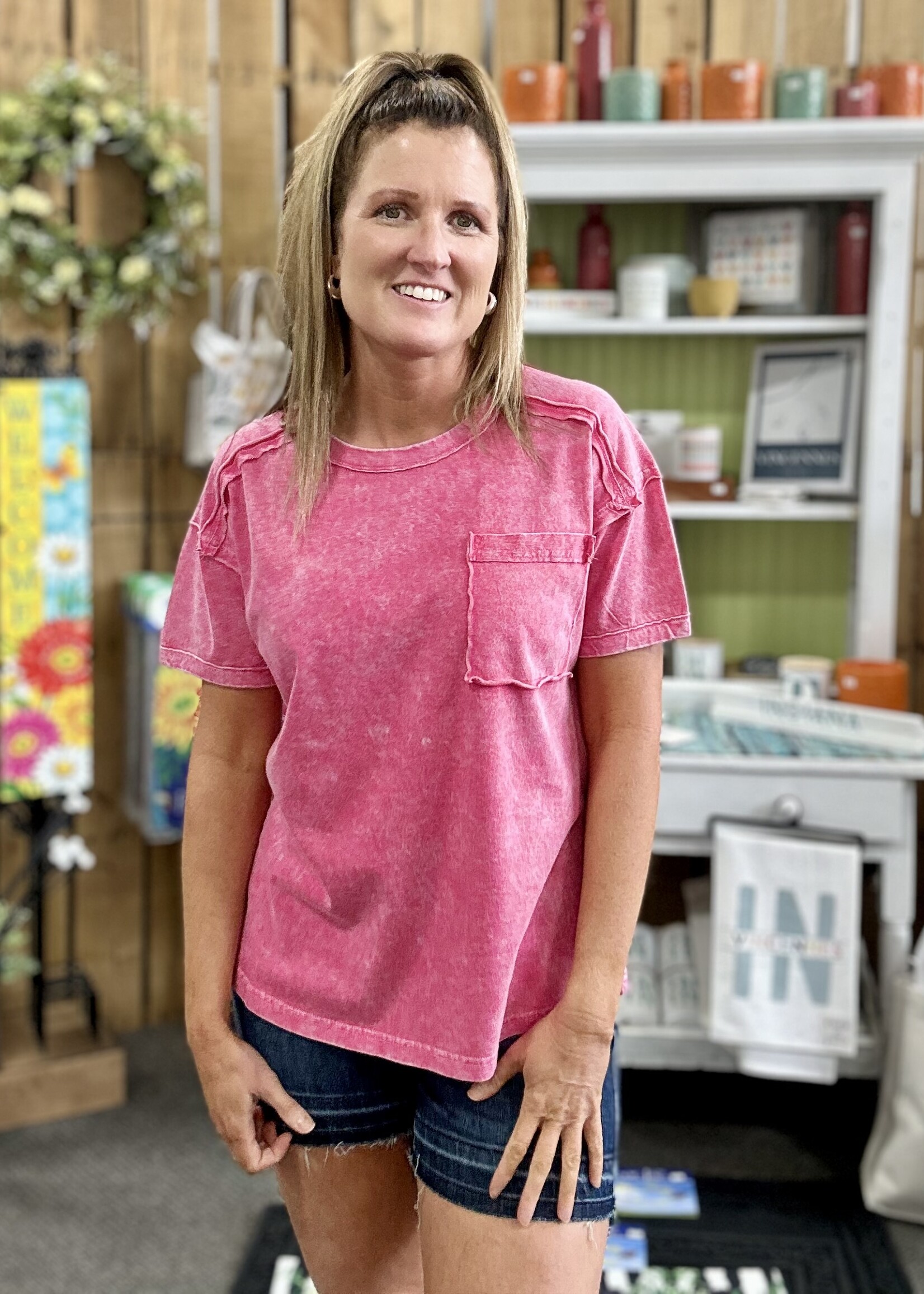 Zenana Long Weekend Top in Pink