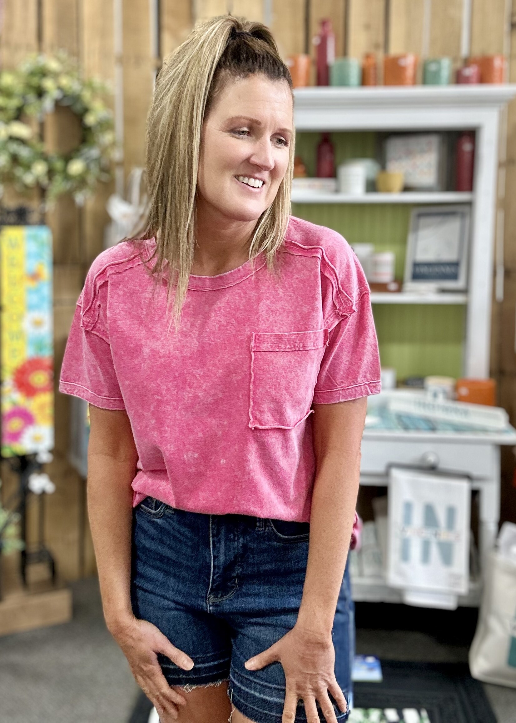 Zenana Long Weekend Top in Pink