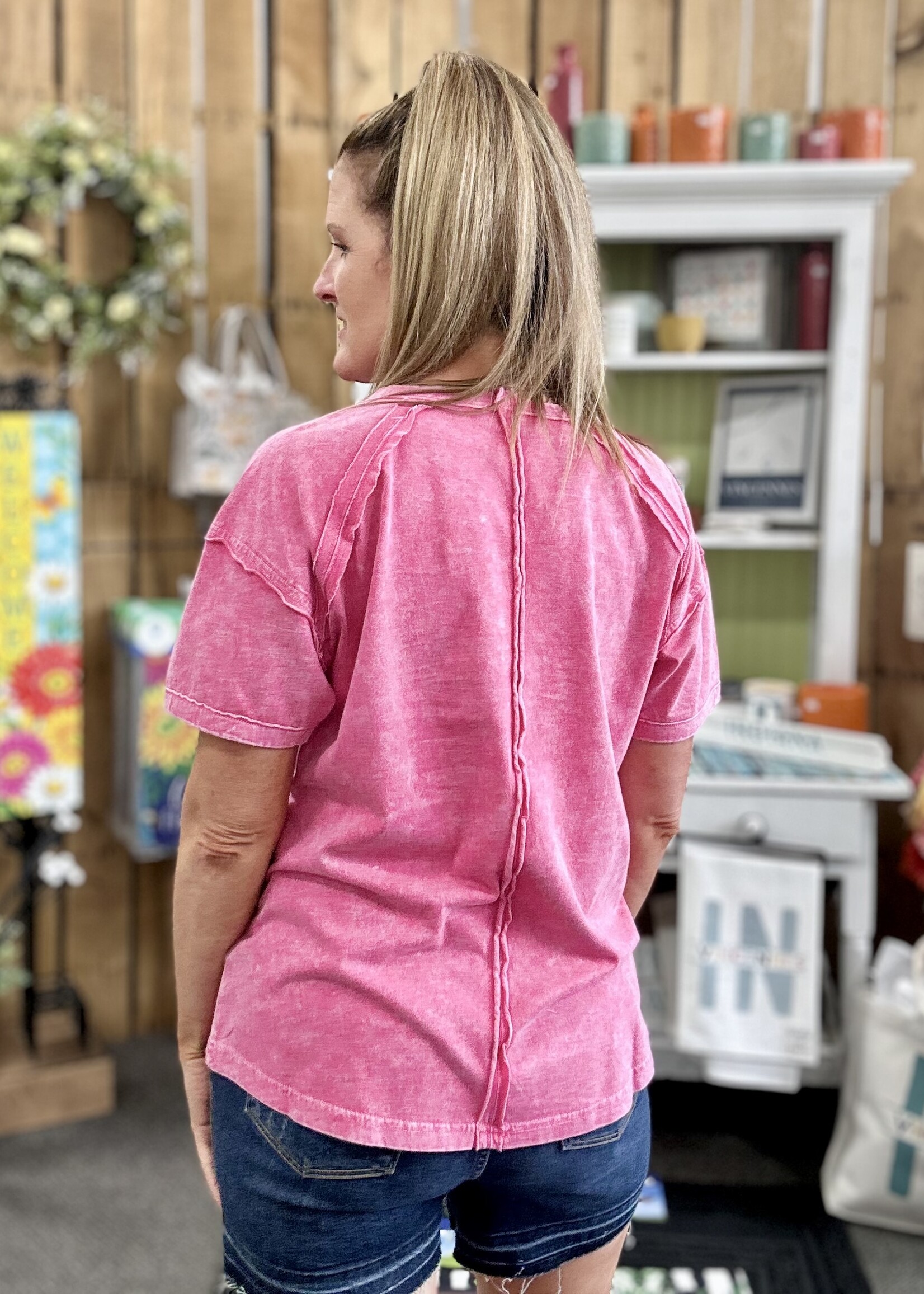 Zenana Long Weekend Top in Pink