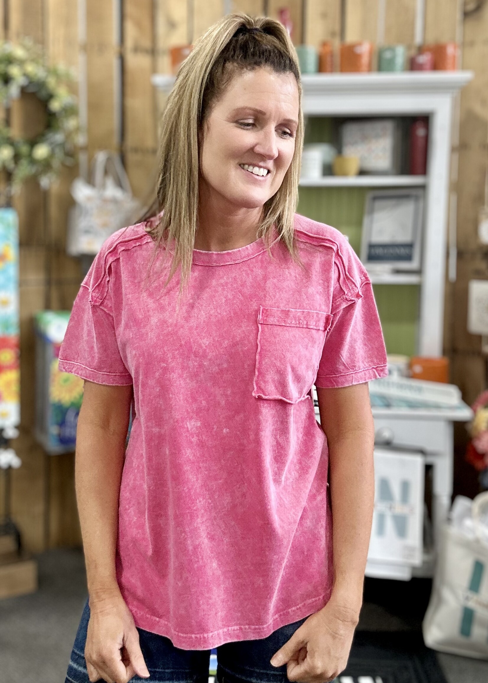 Zenana Long Weekend Top in Pink