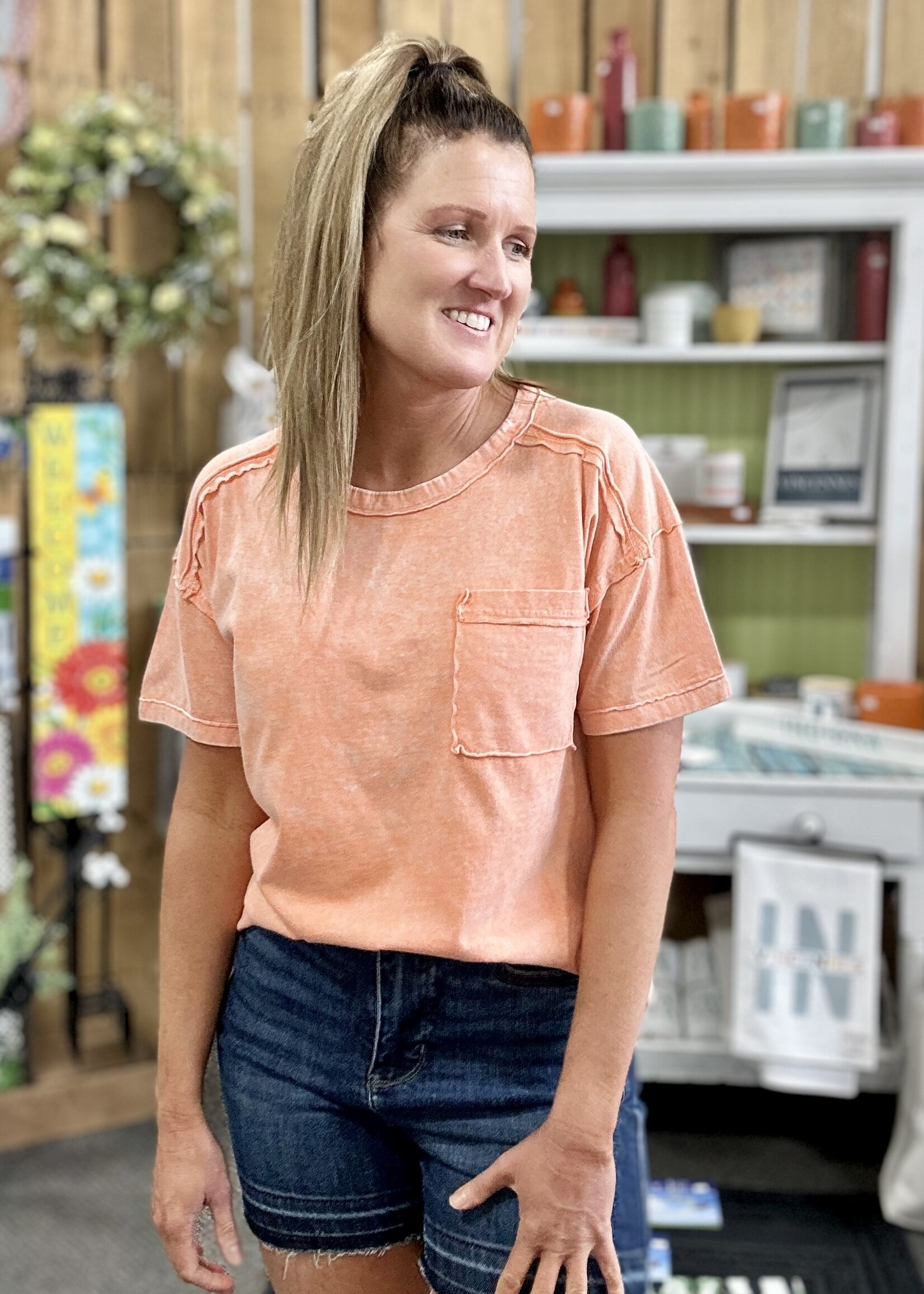 Zenana Long Weekend Top in Orange