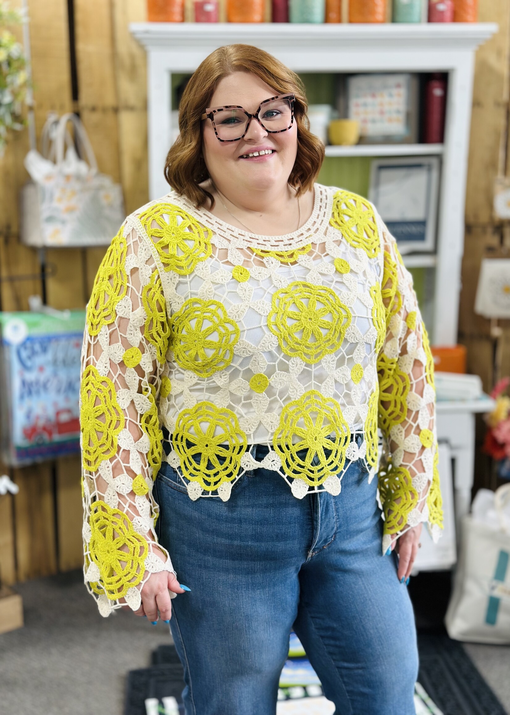 Haptics Here Comes The Sun Crochet Top