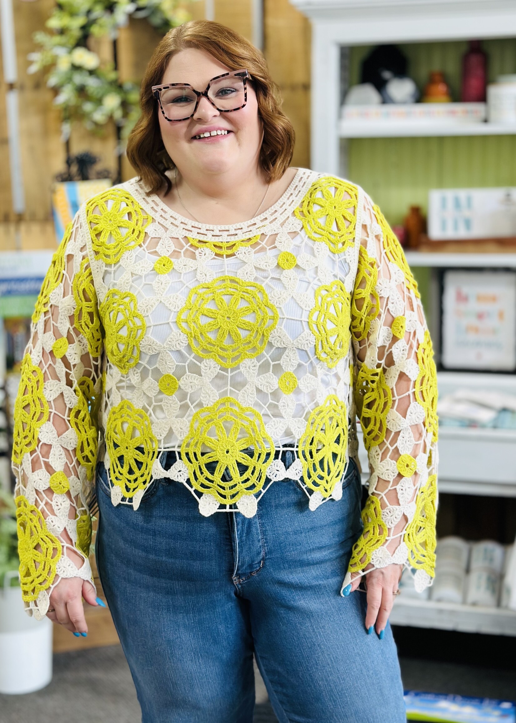 Haptics Here Comes The Sun Crochet Top