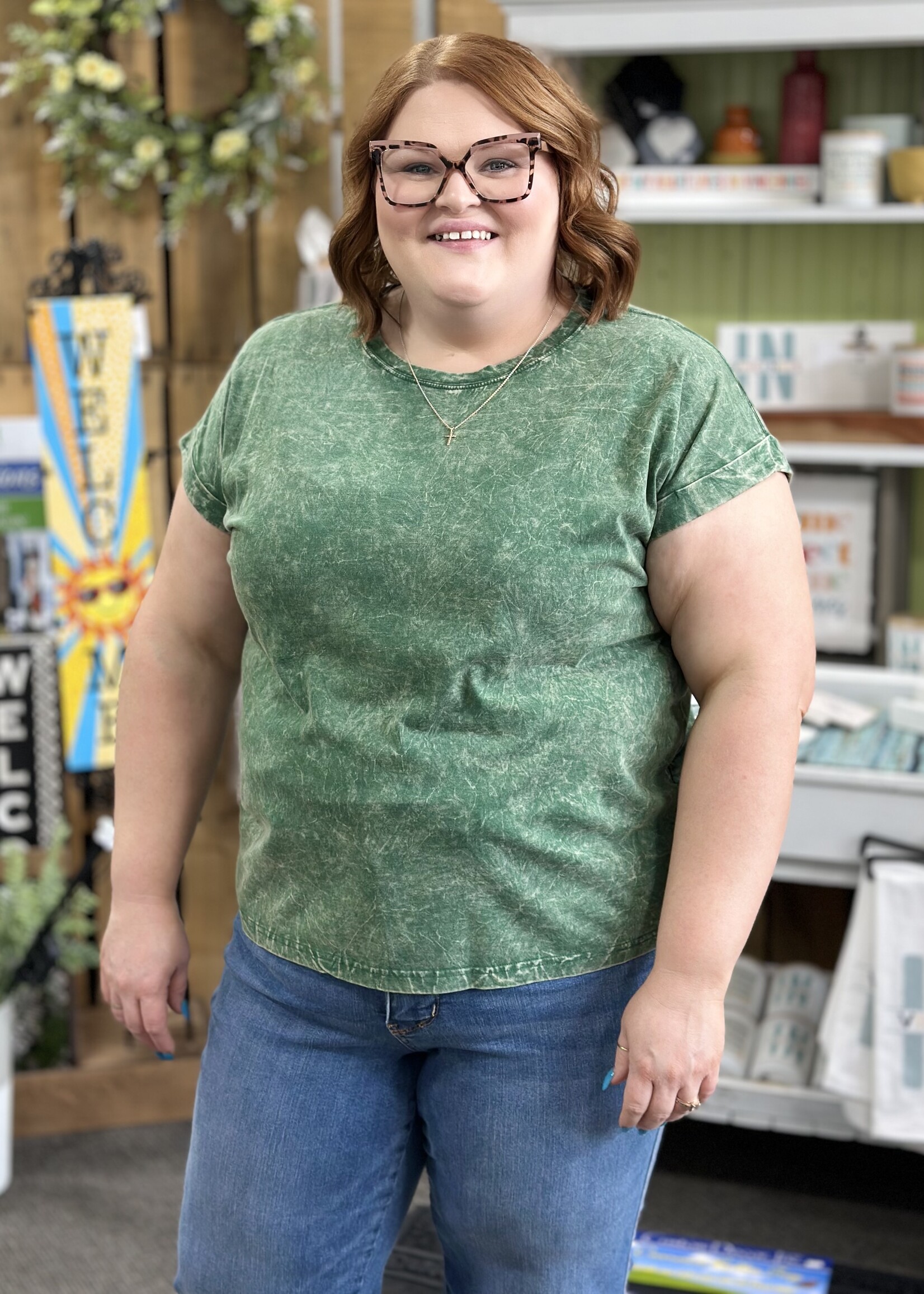 Zenana Not Your Basic Tee in Dark Green