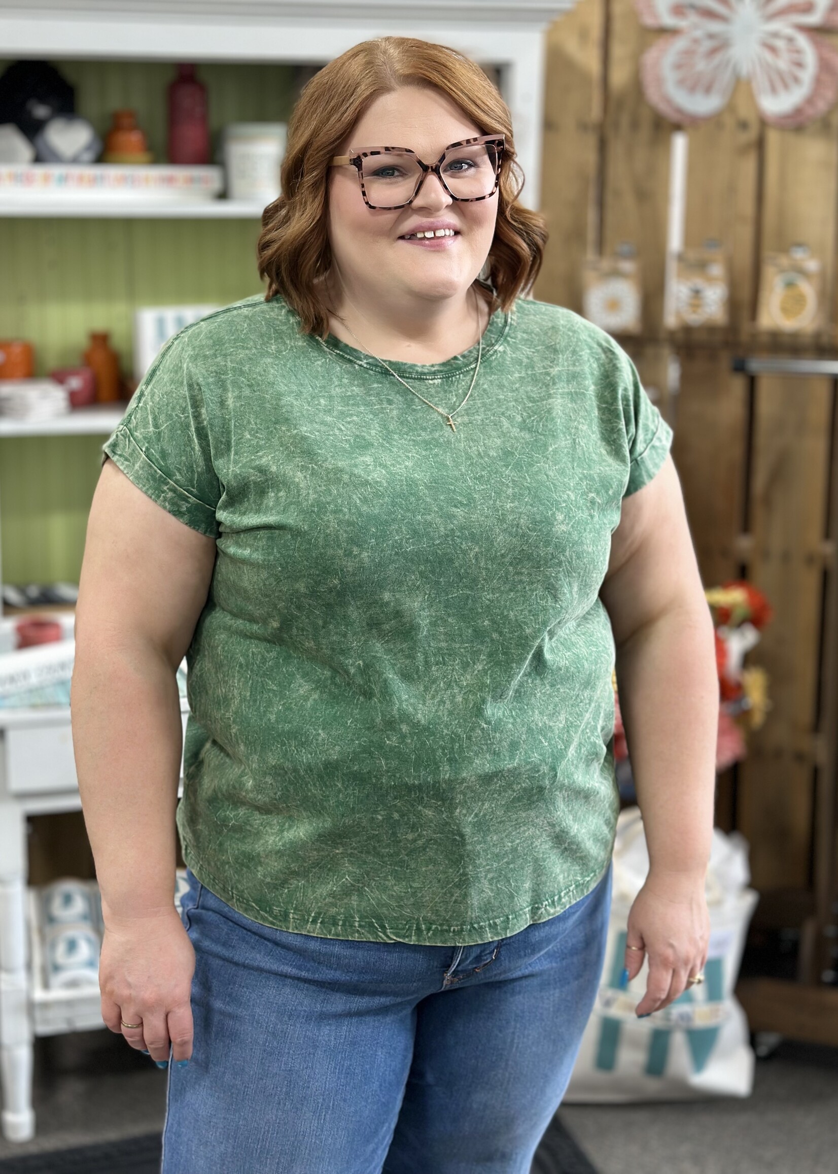 Zenana Not Your Basic Tee in Dark Green