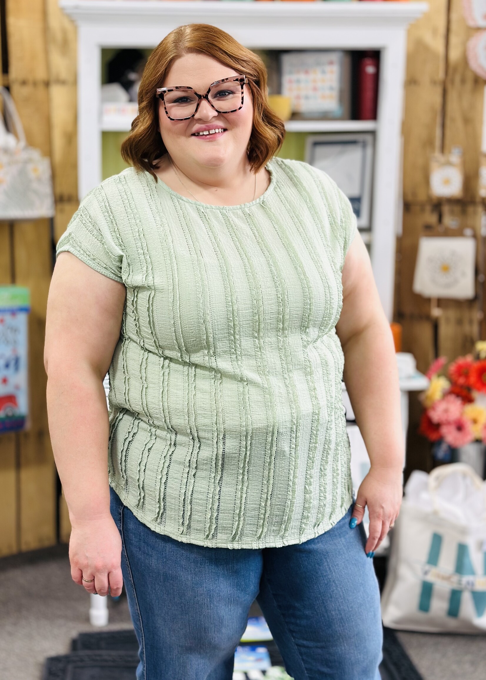 7th Ray The Poppy Top in Sage