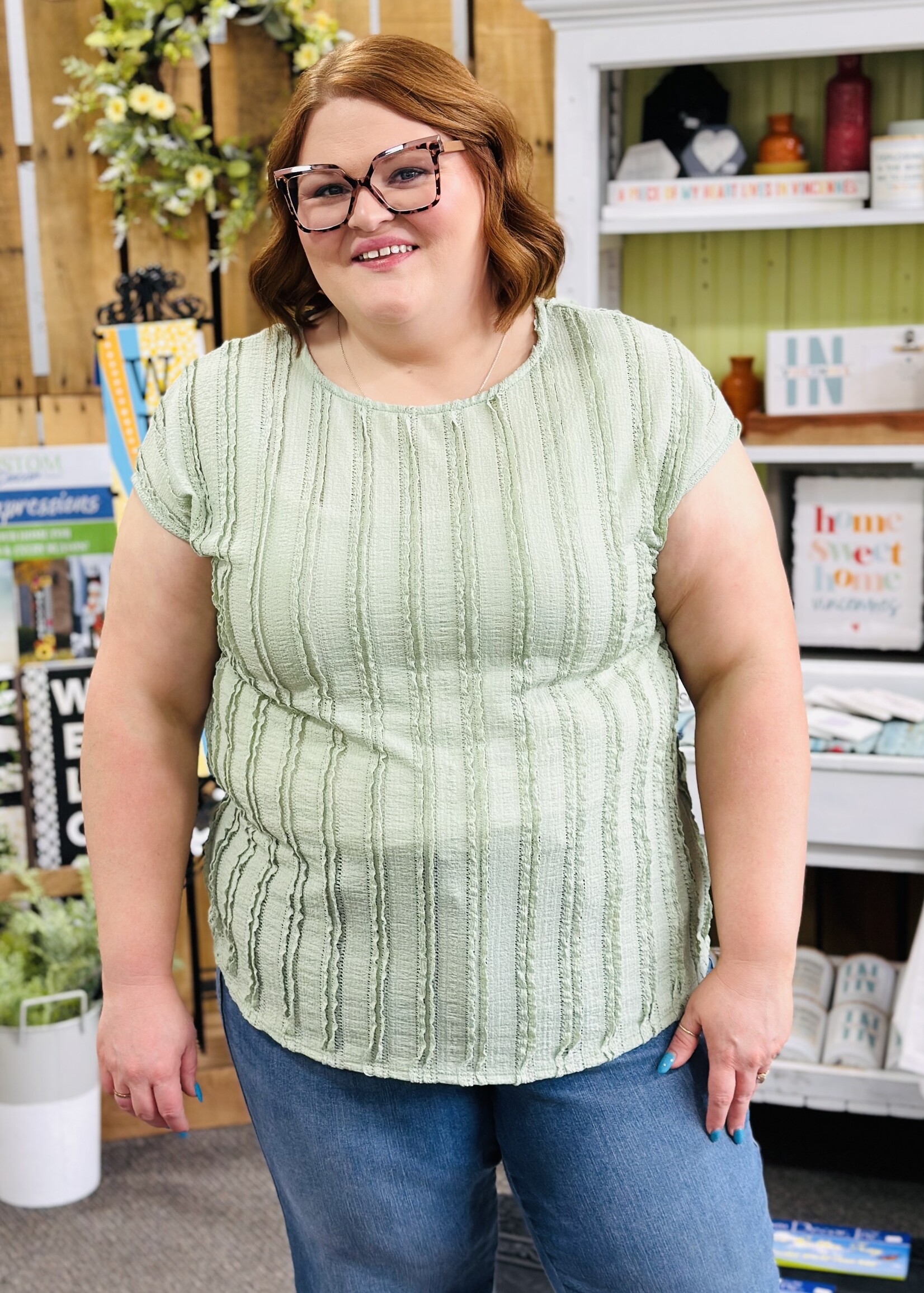 7th Ray The Poppy Top in Sage