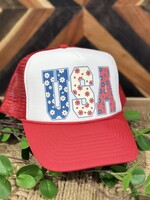 Attic Salt Boutique Floral USA Foam Trucker Hat