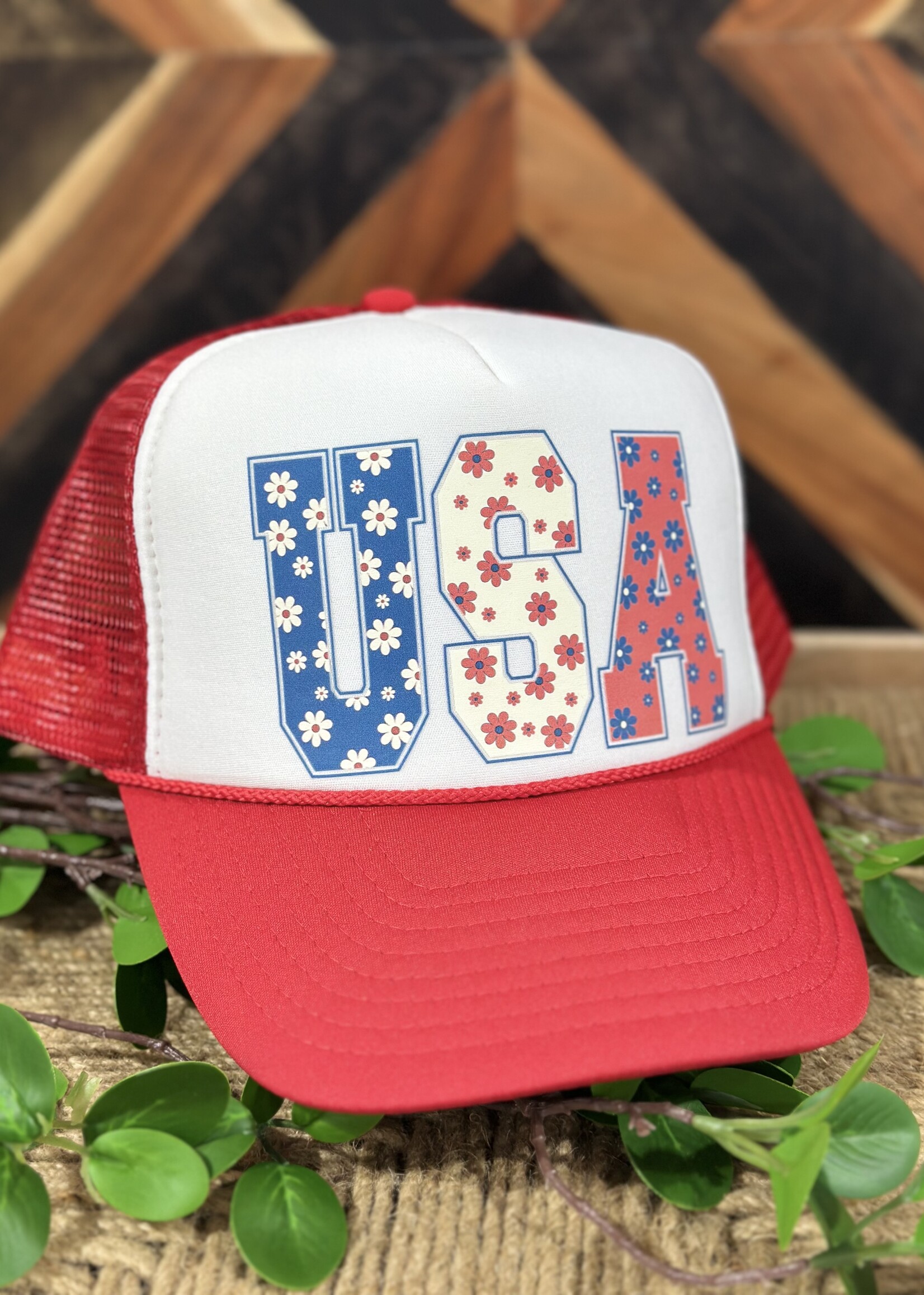 Attic Salt Boutique Floral USA Foam Trucker Hat