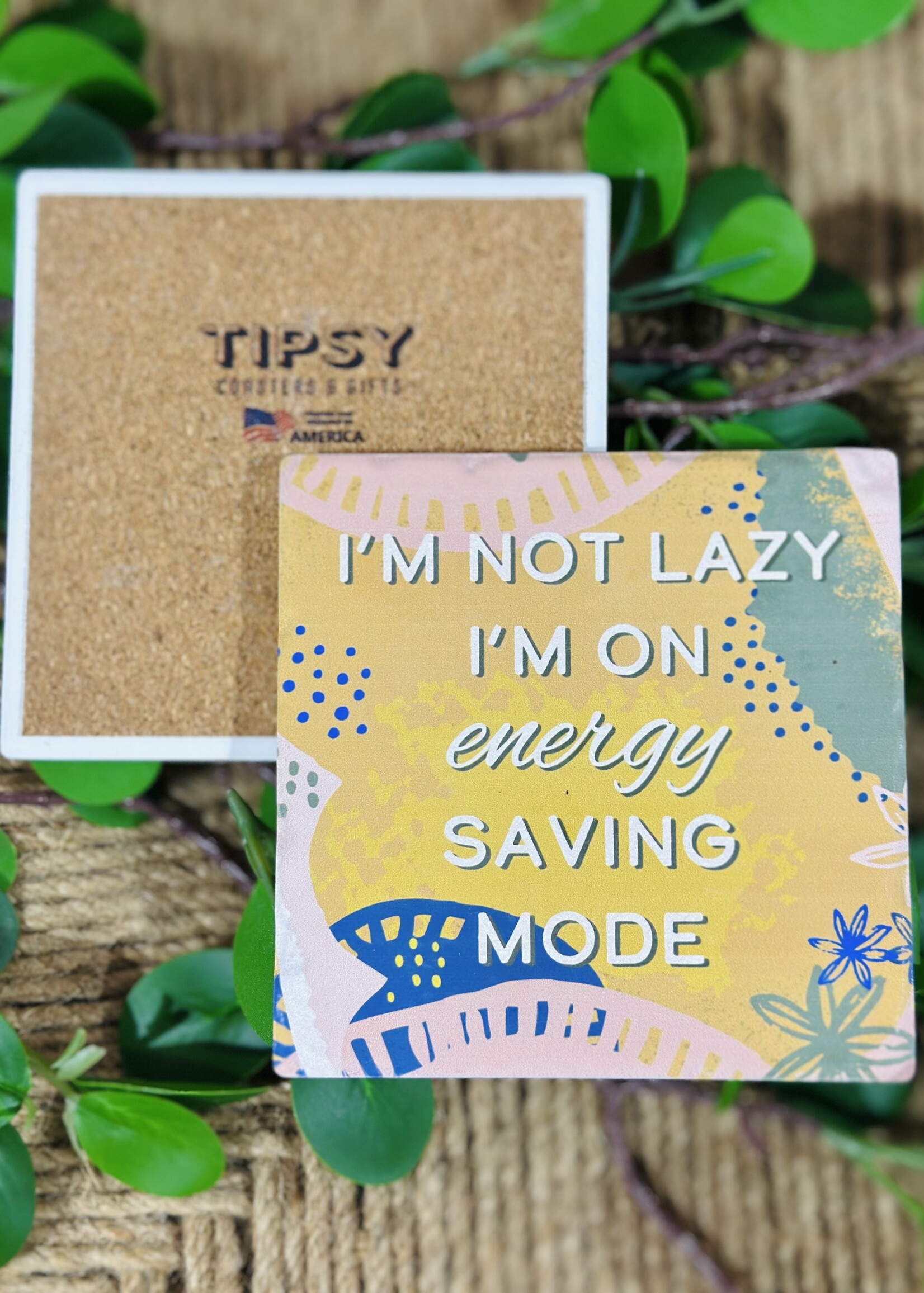 Tipsy Coaster On Energy Saving Mode Ceramic Coaster