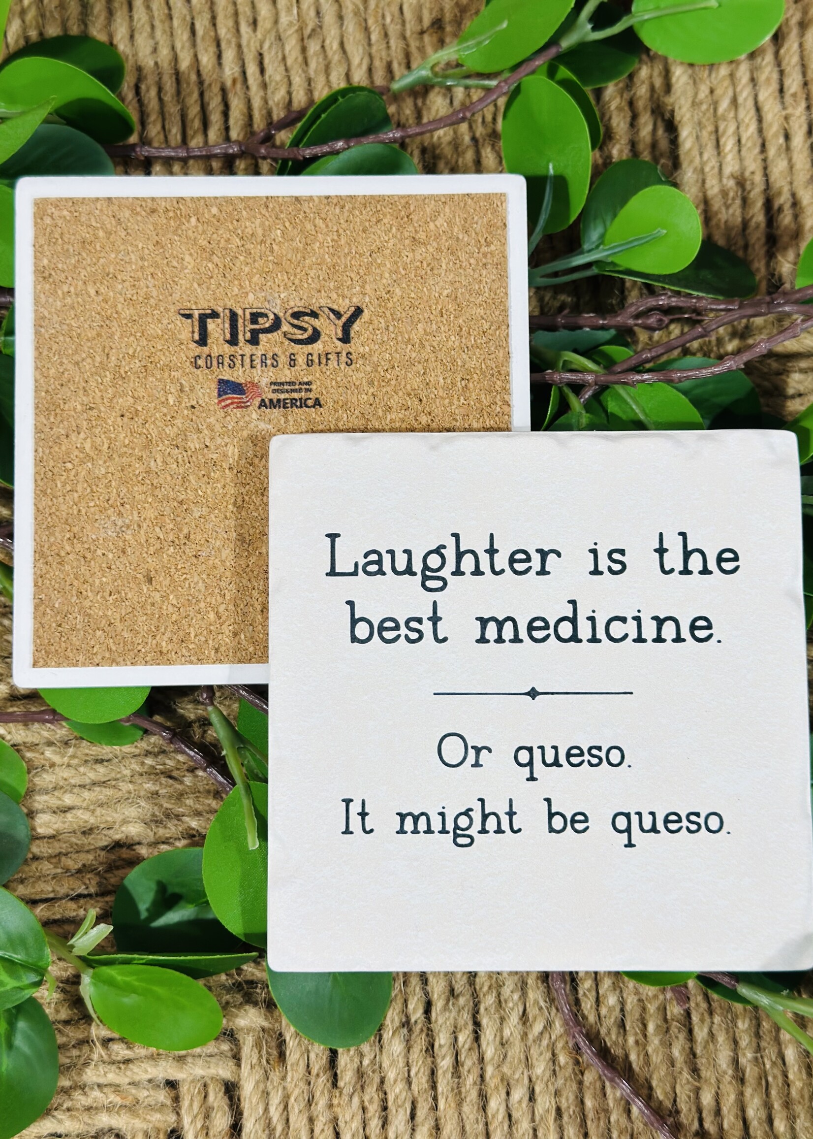 Tipsy Coaster Or Queso Ceramic Coaster