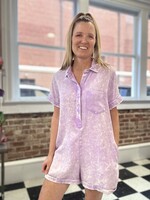 Zenana Classic Collared Romper in Lavender