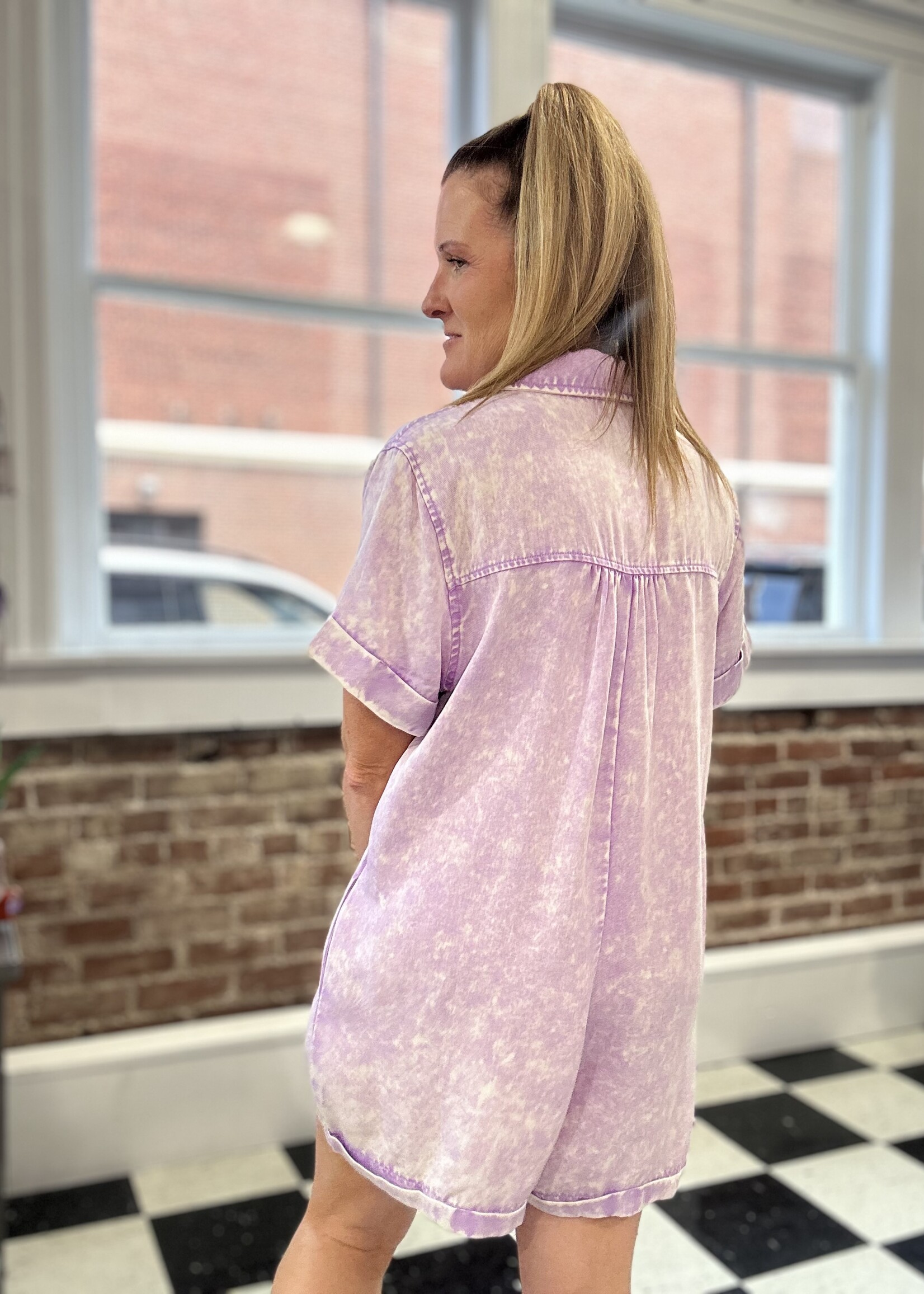 Zenana Classic Collared Romper in Lavender