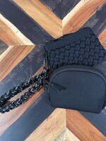 Black 2 Pouch Braided Wristlet