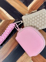 Pink/Tan 2 Pouch Braided Wristlet