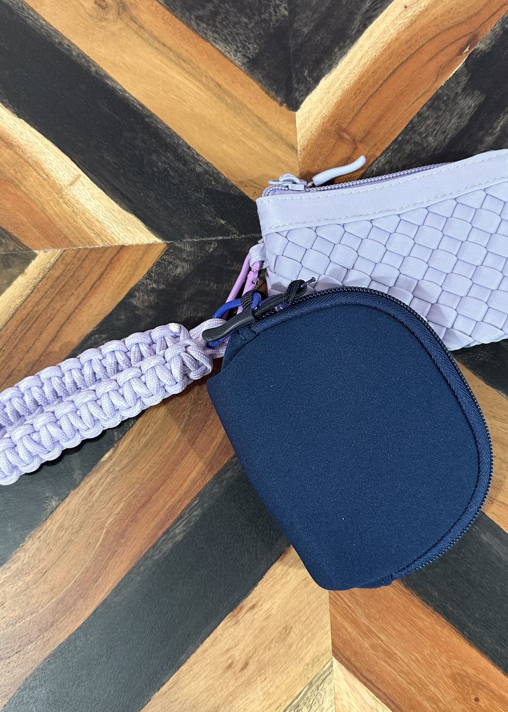 Navy/Lavender 2 Pouch Braided Wristlet