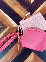 Dusty Rose/Hot Pink 2 Pouch Braided Wristlet