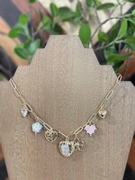 Attic Salt Boutique Porcelain Flower/Heart Charm Necklace