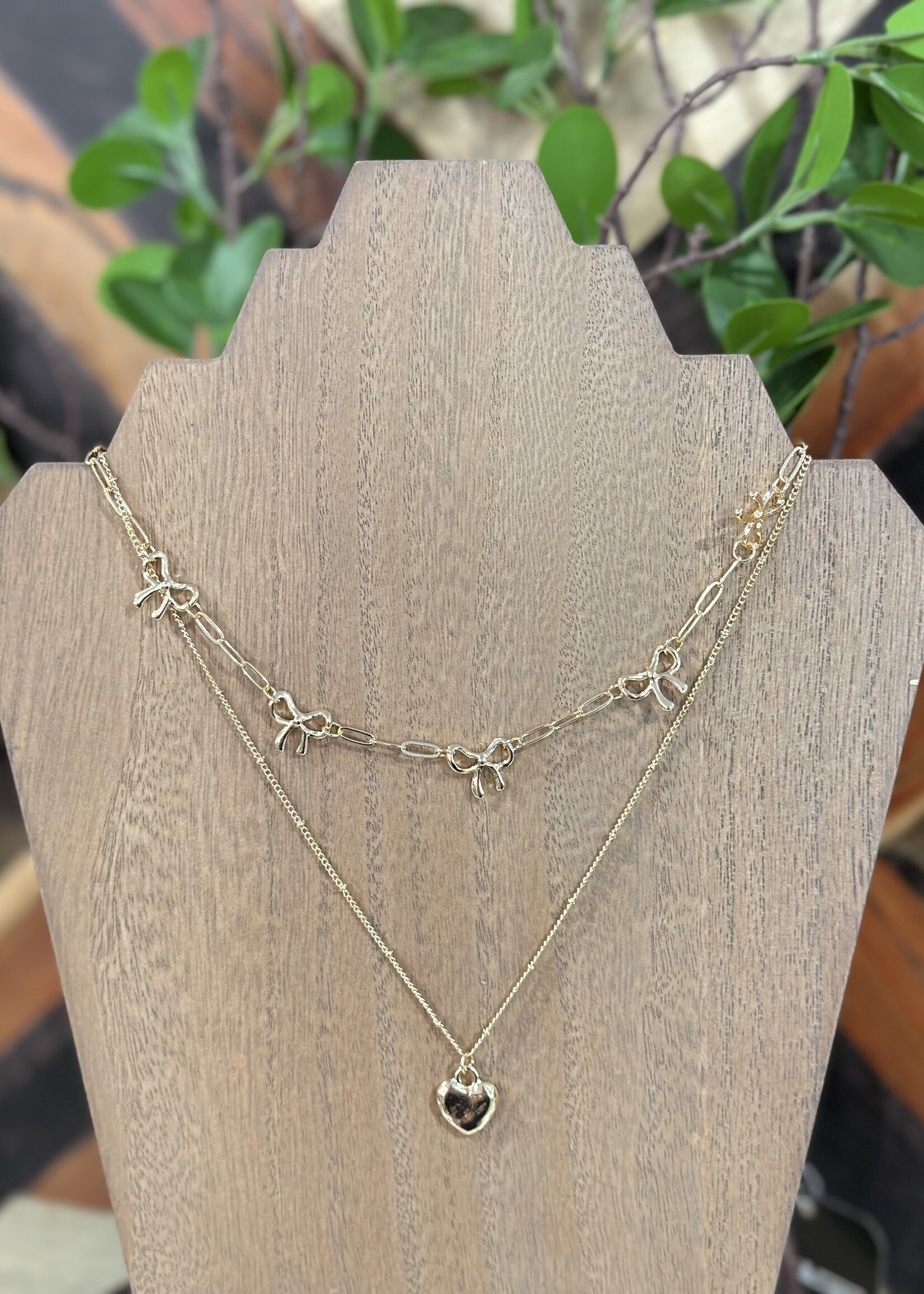 Attic Salt Boutique Bow/Heart Layered Necklace