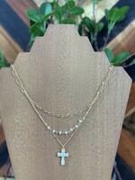 Attic Salt Boutique Seed Bead Cross Layered Necklace