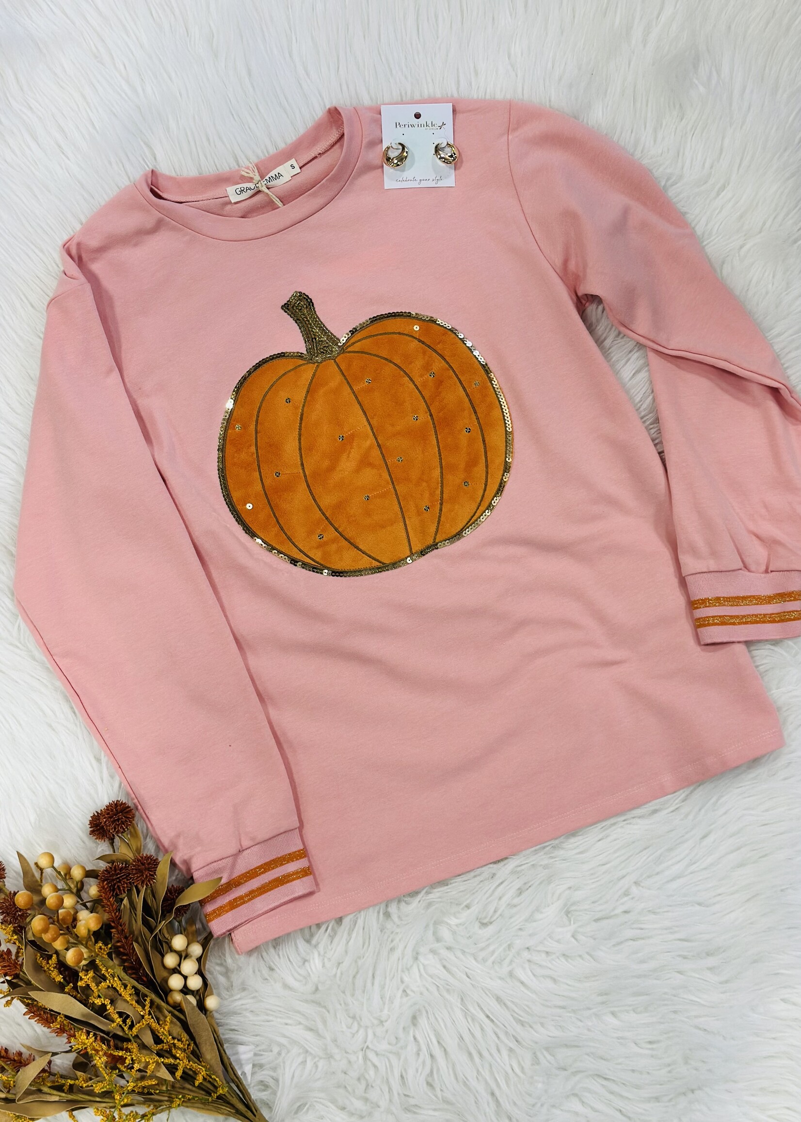 Southern Couture Pumpkin Sequin Top