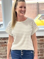 Heimish Hanging Out Top in Taupe Stripe