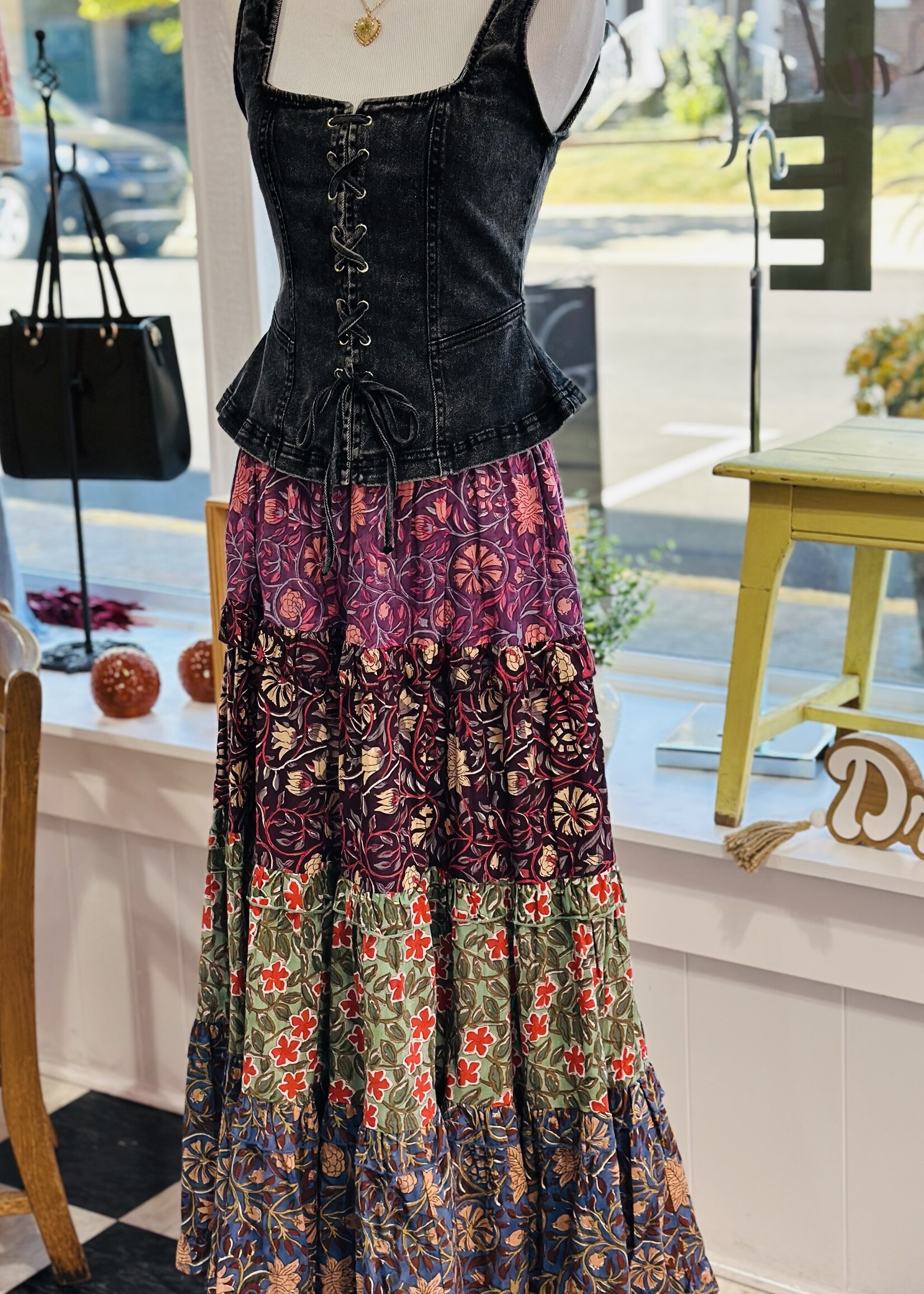 Bohera Kismet Patchplay Skirt in Purple Multi