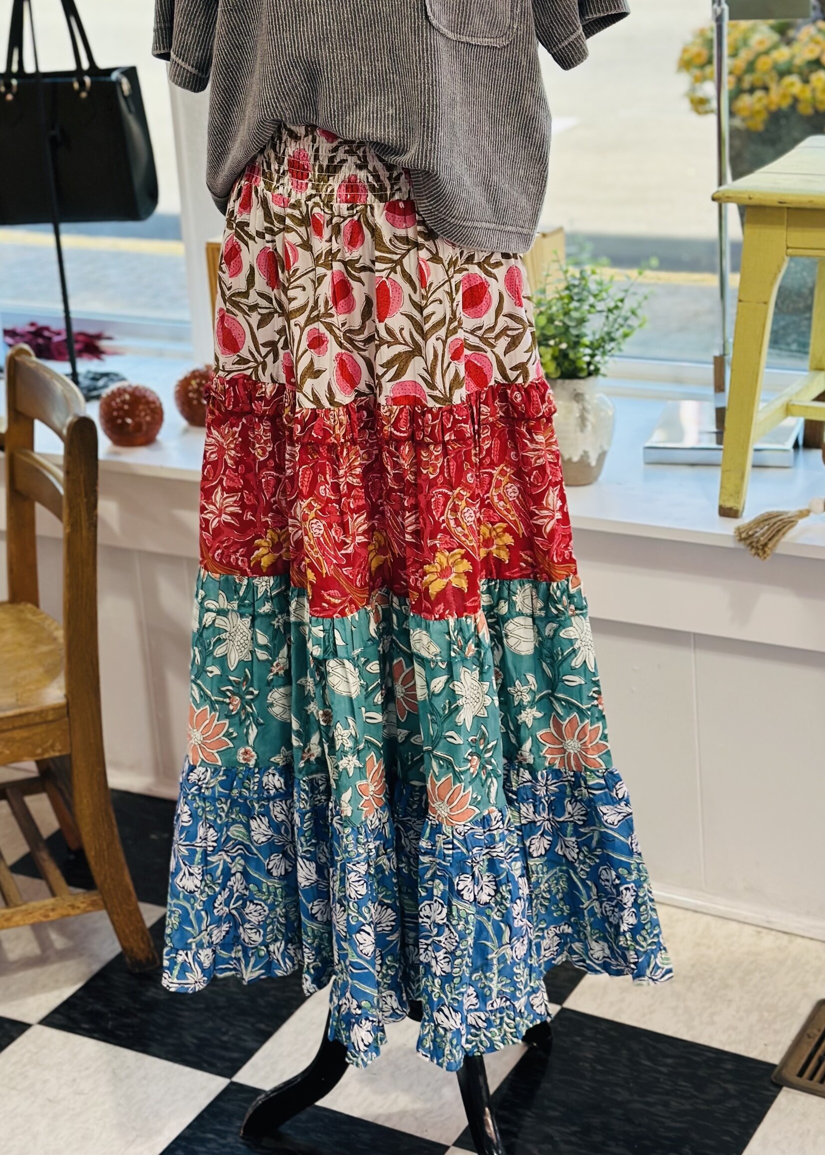 Bohera Kismet Patchplay Skirt in Blue Multi