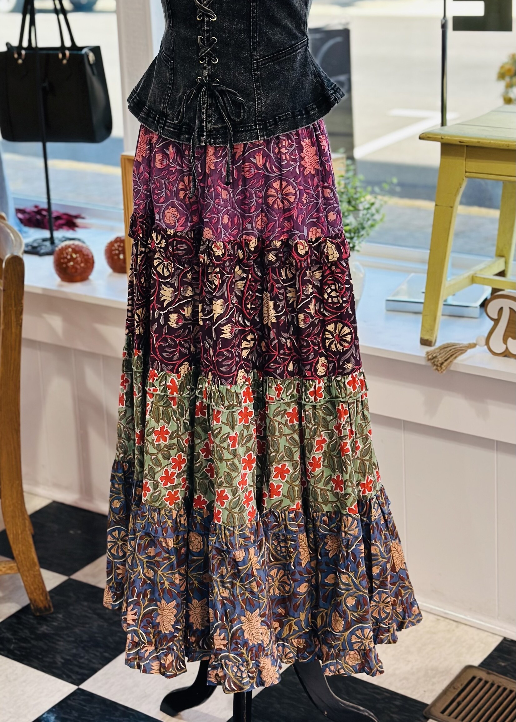 Bohera Kismet Patchplay Skirt in Purple Multi