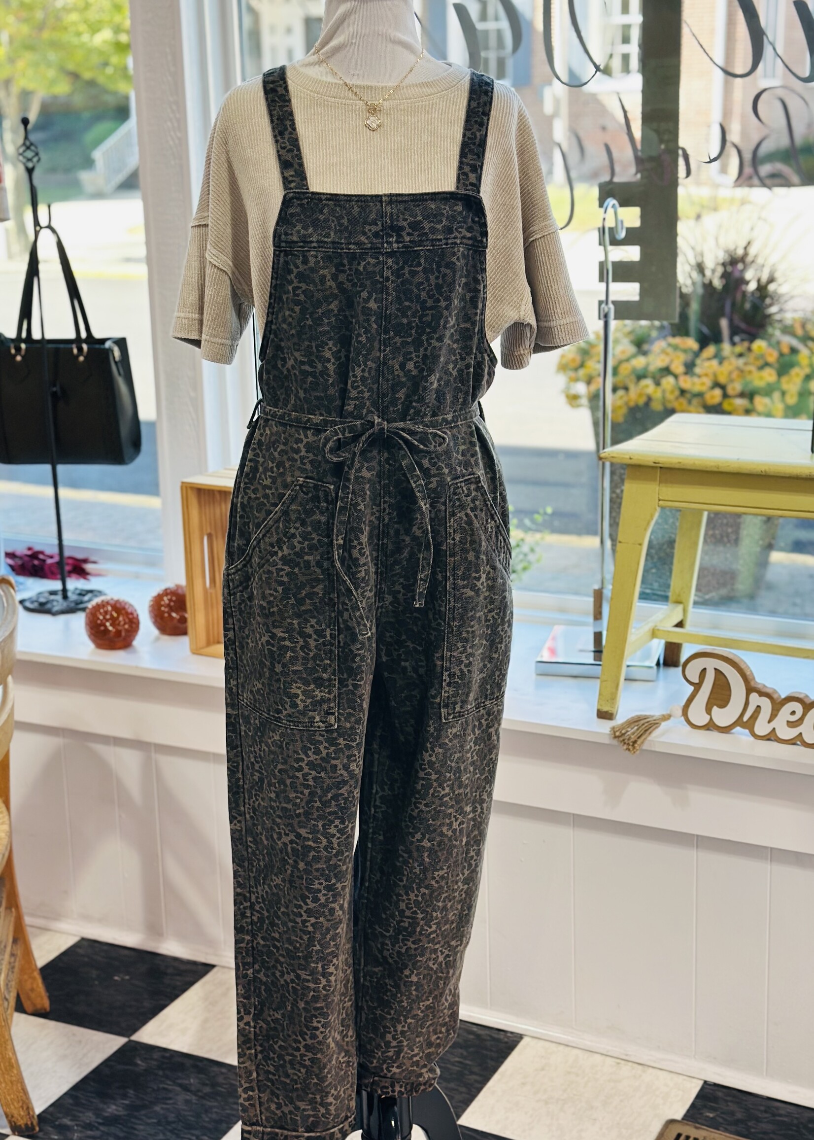 Haptics Leopard Baggy Overalls