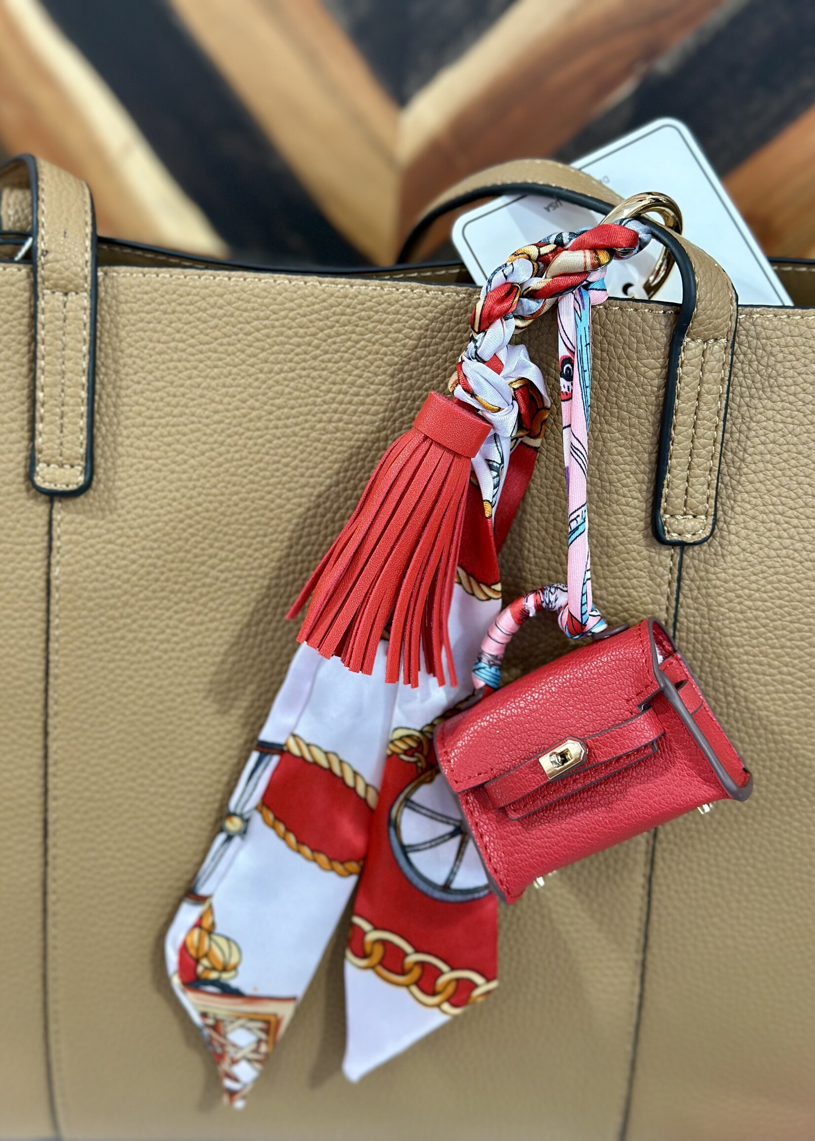 Red Silk Scarf Bag on a Bag Charm