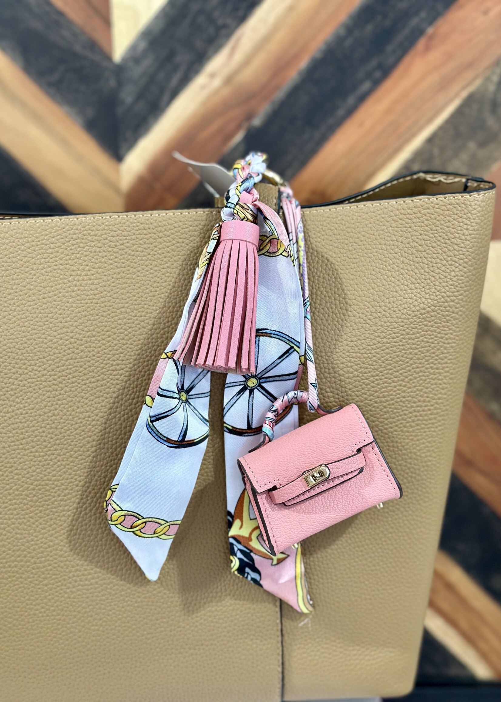 Pink Silk Scarf Bag on a Bag Charm