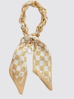 Beige Checkered Silk Scarf Phone Wristlet/Bag Charm