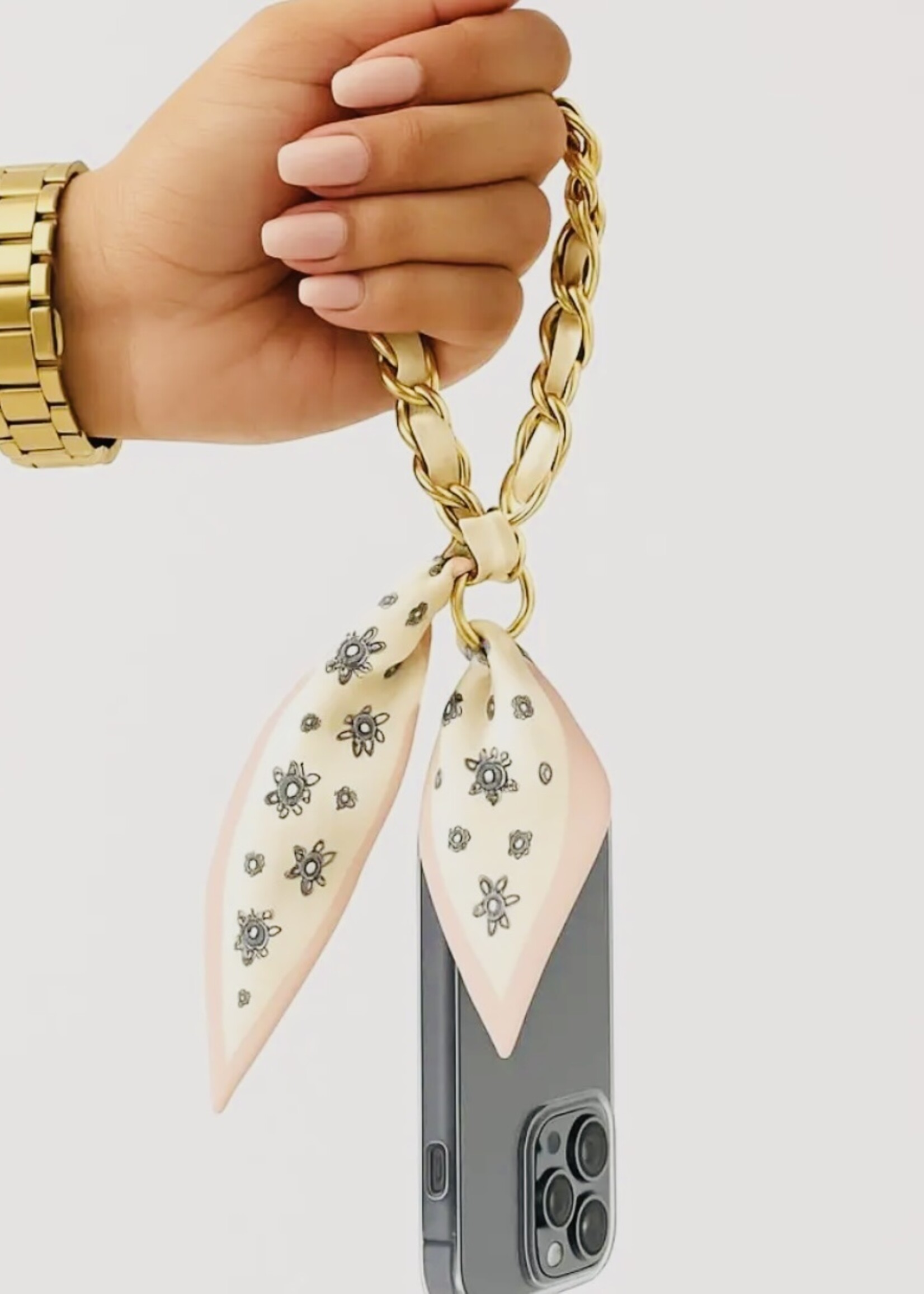 Strawberry Silk Scarf Phone Wristlet/Bag Charm