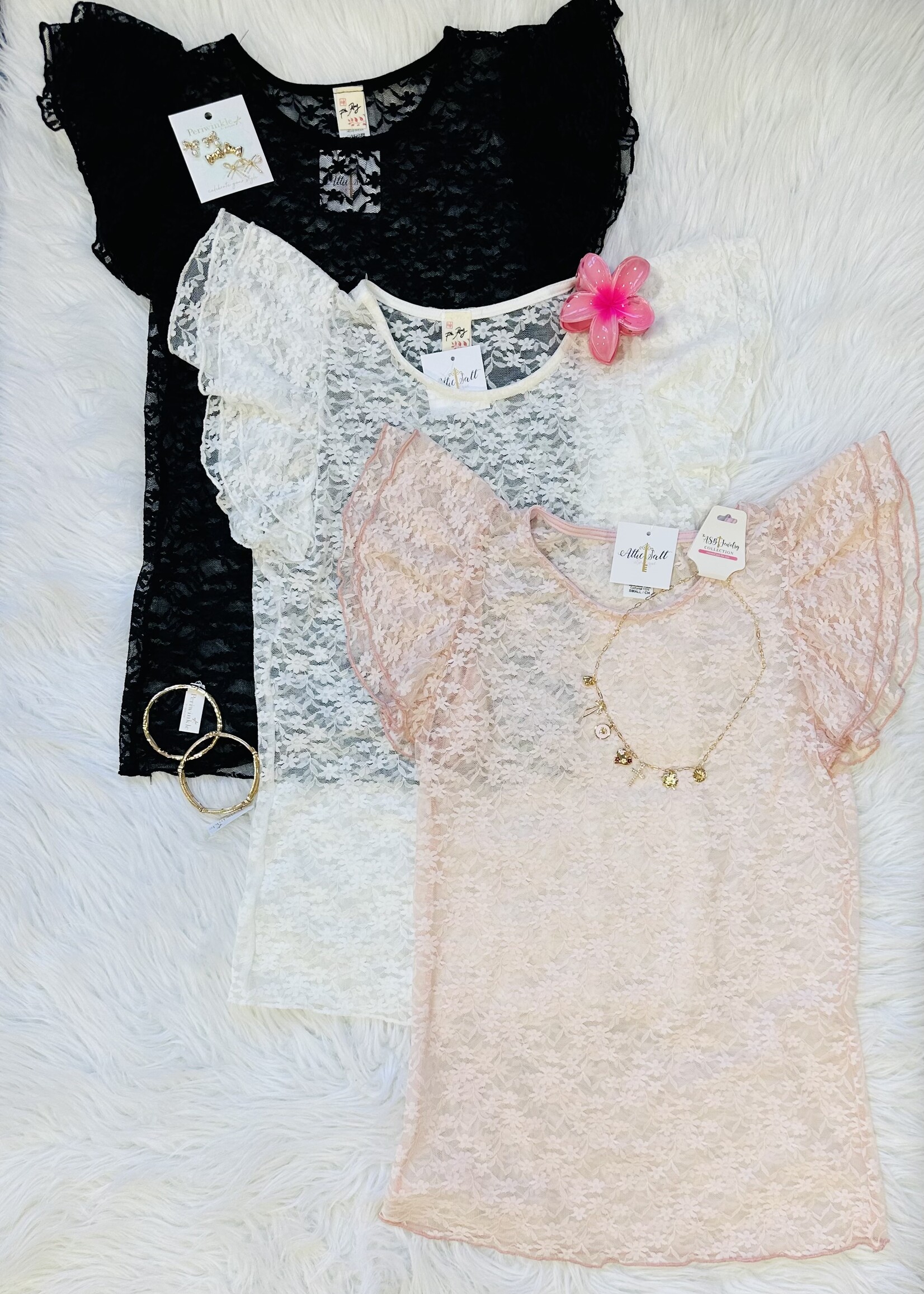 Baby Pink Sheer Lace Top