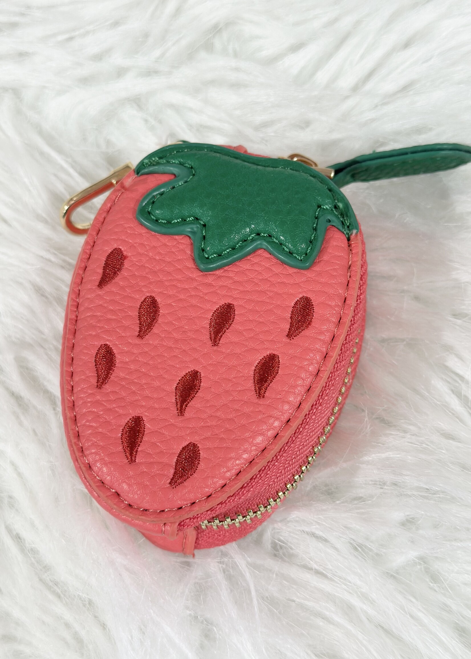 Strawberry Zipper Pouch Bag Charm