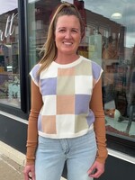 Eesome Sage Breeze Checkered Sweater Vest
