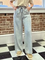 Zenana Washed Blue Tencel Drawstring Pants