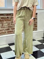 Zenana Washed Olive Tencel Drawstring Pants
