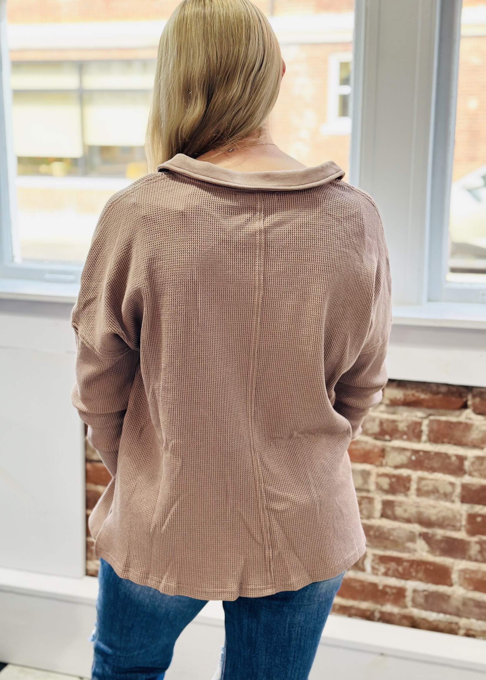 Grace+Emma Waffle Collared Top