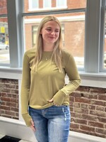 Grace+Emma Olive Ribbed Long Sleeve Top
