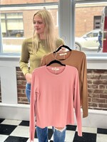 Grace+Emma Blush Ribbed Long Sleeve Top