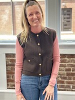 Blu Pepper Brown Sweater Vest with Gold Button Detail
