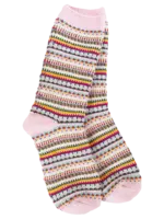World's Softest Socks Weekend Crew Socks-Pink Stripe
